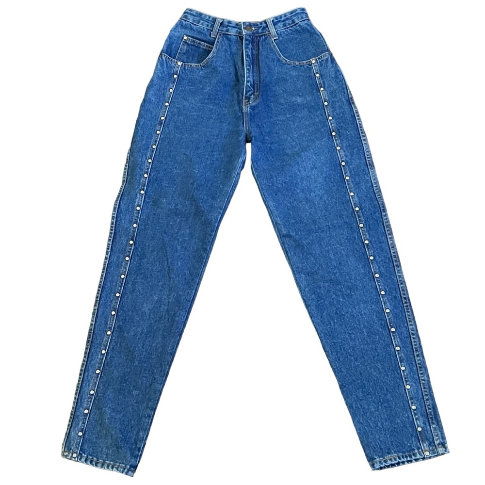 Vintage 80s SYNC Ultra Hugh Rise Studded Jeans in Dark Wash